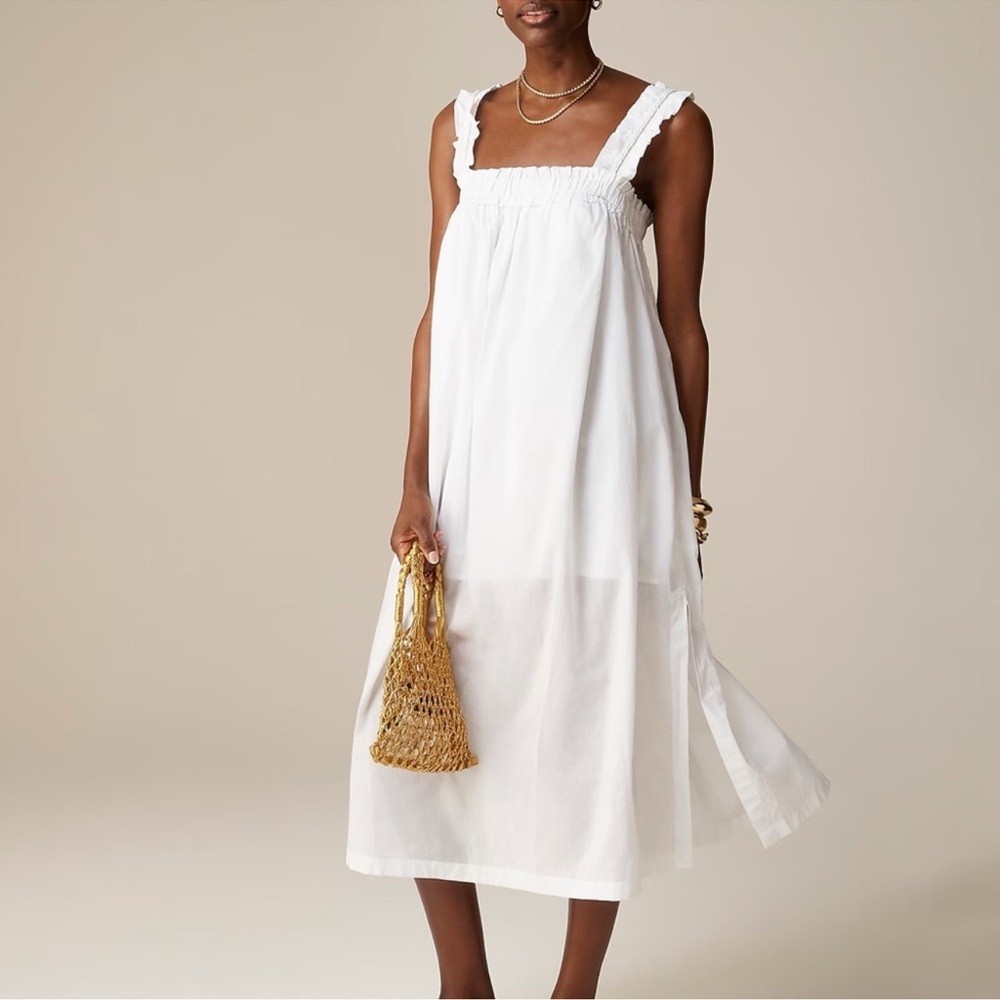 J. Crew White Cotton Midi Sundress